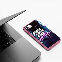 Чехол iPhone 7/8 матовый GTA, цвет: 3D-малиновый — фото 2