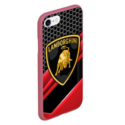 Чехол iPhone 7/8 матовый Lamborghini, цвет: 3D-малиновый — фото 2