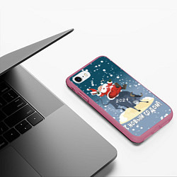 Чехол iPhone 7/8 матовый С Новым 2021 Годом, цвет: 3D-малиновый — фото 2