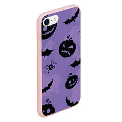 Чехол iPhone 7/8 матовый Фиолетовый хэллоуин, цвет: 3D-светло-розовый — фото 2