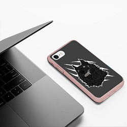 Чехол iPhone 7/8 матовый Волк, цвет: 3D-светло-розовый — фото 2