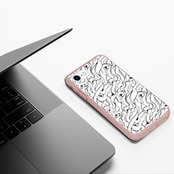 Чехол iPhone 7/8 матовый Черно-белые узоры, цвет: 3D-светло-розовый — фото 2