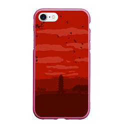 Чехол iPhone 7/8 матовый Сакура, цвет: 3D-малиновый