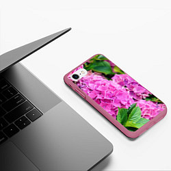Чехол iPhone 7/8 матовый Гортензия, цвет: 3D-малиновый — фото 2