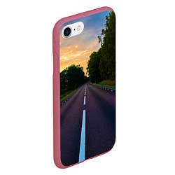 Чехол iPhone 7/8 матовый Дорога, цвет: 3D-малиновый — фото 2