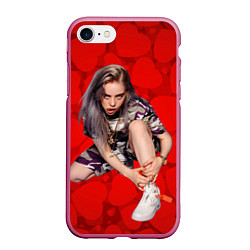 Чехол iPhone 7/8 матовый Billie Eilish Билли Айлиш, цвет: 3D-малиновый