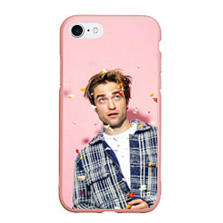 Чехол iPhone 7/8 матовый ROBERT PATTINSON, цвет: 3D-светло-розовый