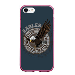 Чехол iPhone 7/8 матовый Летящий орёл, цвет: 3D-малиновый