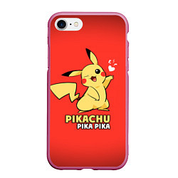 Чехол iPhone 7/8 матовый Pikachu Pika Pika, цвет: 3D-малиновый