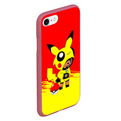 Чехол iPhone 7/8 матовый Brawl starsLeon pikachu, цвет: 3D-малиновый — фото 2