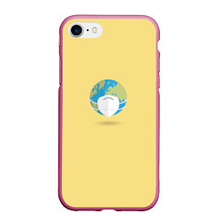 Чехол iPhone 7/8 матовый Земля в маске, цвет: 3D-малиновый