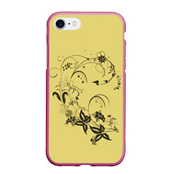 Чехол iPhone 7/8 матовый Узоры ягодки, цвет: 3D-малиновый
