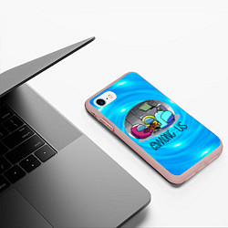 Чехол iPhone 7/8 матовый Among Us карты, цвет: 3D-светло-розовый — фото 2