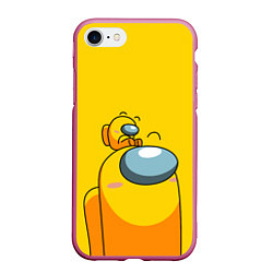 Чехол iPhone 7/8 матовый AMONG US YELLOW, цвет: 3D-малиновый