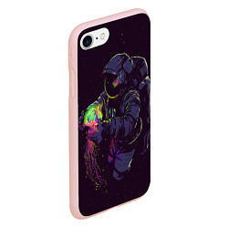 Чехол iPhone 7/8 матовый Медуза и космонавт, цвет: 3D-светло-розовый — фото 2