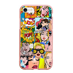 Чехол iPhone 7/8 матовый Pop Art, цвет: 3D-светло-розовый