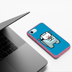 Чехол iPhone 7/8 матовый Nyan Cat Among Us, цвет: 3D-малиновый — фото 2