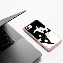 Чехол iPhone 7/8 матовый Сноубордисты, цвет: 3D-светло-розовый — фото 2