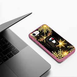 Чехол iPhone 7/8 матовый AMONG US НОВОГОДНИЙ, цвет: 3D-малиновый — фото 2