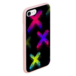 Чехол iPhone 7/8 матовый Крестики, цвет: 3D-светло-розовый — фото 2