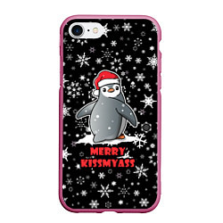 Чехол iPhone 7/8 матовый Merry Kissmyass, цвет: 3D-малиновый