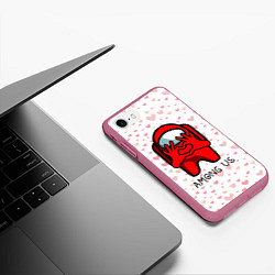 Чехол iPhone 7/8 матовый AMONG US - СЕРДЕЧКО, цвет: 3D-малиновый — фото 2