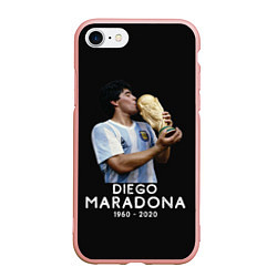 Чехол iPhone 7/8 матовый Diego Maradona, цвет: 3D-светло-розовый