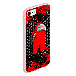 Чехол iPhone 7/8 матовый Among Us Impostor Gun Red, цвет: 3D-светло-розовый — фото 2