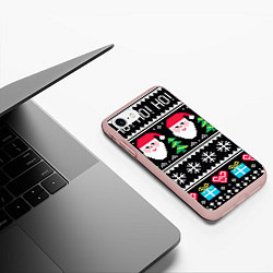 Чехол iPhone 7/8 матовый Ho! Ho! Ho!, цвет: 3D-светло-розовый — фото 2