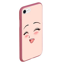 Чехол iPhone 7/8 матовый Сonfused anime face, цвет: 3D-малиновый — фото 2