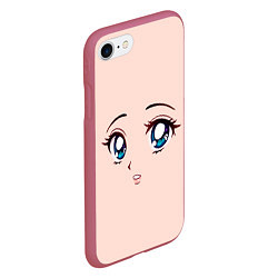 Чехол iPhone 7/8 матовый Surprised anime face, цвет: 3D-малиновый — фото 2