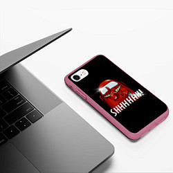 Чехол iPhone 7/8 матовый AMONG US SHHHHHH!, цвет: 3D-малиновый — фото 2