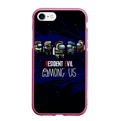 Чехол iPhone 7/8 матовый Among Us x Resident Evil, цвет: 3D-малиновый