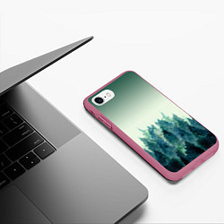 Чехол iPhone 7/8 матовый Акварельный лес градиент, цвет: 3D-малиновый — фото 2