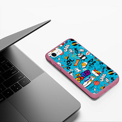 Чехол iPhone 7/8 матовый Детское граффити, цвет: 3D-малиновый — фото 2
