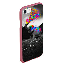 Чехол iPhone 7/8 матовый Слон, цвет: 3D-малиновый — фото 2