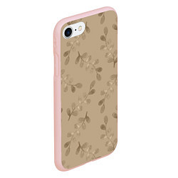 Чехол iPhone 7/8 матовый Листья на бежевом фоне, цвет: 3D-светло-розовый — фото 2
