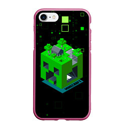 Чехол iPhone 7/8 матовый Minecraft, цвет: 3D-малиновый