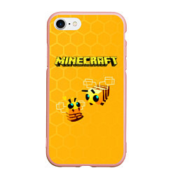 Чехол iPhone 7/8 матовый Minecraft, цвет: 3D-светло-розовый