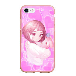 Чехол iPhone 7/8 матовый Урарака Очако, цвет: 3D-светло-розовый