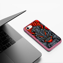 Чехол iPhone 7/8 матовый Механический дракон, цвет: 3D-малиновый — фото 2