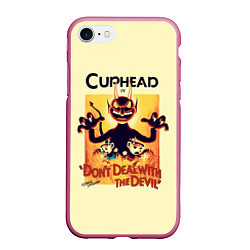 Чехол iPhone 7/8 матовый Cuphead, цвет: 3D-малиновый