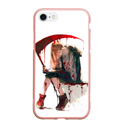 Чехол iPhone 7/8 матовый Человек Бензопила Аниме, цвет: 3D-светло-розовый