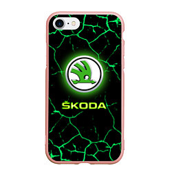 Чехол iPhone 7/8 матовый SKODA, цвет: 3D-светло-розовый