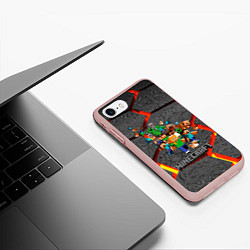 Чехол iPhone 7/8 матовый MINECRAFT МАНКРАФТ, цвет: 3D-светло-розовый — фото 2