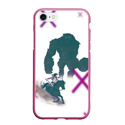 Чехол iPhone 7/8 матовый Attack on titan Атака титан, цвет: 3D-малиновый