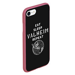 Чехол iPhone 7/8 матовый Eat Sleep Valheim Repeat, цвет: 3D-малиновый — фото 2