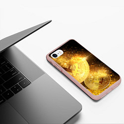 Чехол iPhone 7/8 матовый БИТКОИН ЗОЛОТО BITCOIN GOLD, цвет: 3D-светло-розовый — фото 2