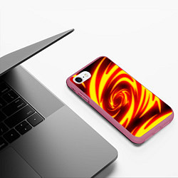 Чехол iPhone 7/8 матовый ОГНЕННЫЕ ВОЛНЫ FIRE STRIPES, цвет: 3D-малиновый — фото 2