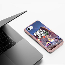 Чехол iPhone 7/8 матовый ЭКШЕН Grand Theft Auto V, цвет: 3D-светло-розовый — фото 2